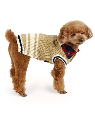 PET PARADISE ペットパラダイス 襟付ニットベスト 小型犬 ベージュ
