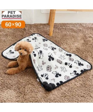 PET PARADISE ディズニー ミッキーマウス 白黒 ボア ブランケット