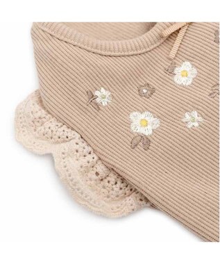 PET PARADISE ペットパラダイス プレミアム ペティヒート ワンピース 《花刺繍》 小型犬 ベージュ