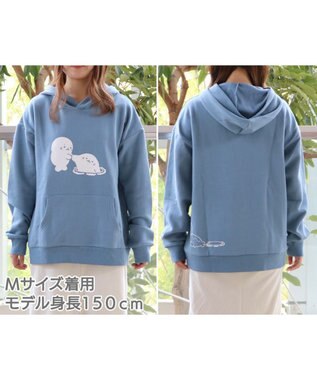 しろたん パーカー フード付き 《しろたん引き上げ柄》 S/M/L/XL レディース メンズ ユニセックス 長袖 トレーナー スウェット  アウターウェア ルームウェア 部屋着 裏起毛 あざらし アザラシ かわいい キャラクター マザーガーデン, 青, 衣類S(UNI S)