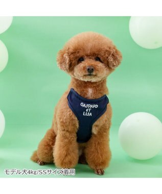 PET PARADISE リサとガスパール マスコット付きハーネス 《ハート柄》 ３Ｓ ネイビー
