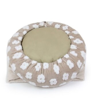 PET PARADISE ペットパラダイス ボア寝袋 丸型 《お花柄》S 径50cm  超小型犬 ベージュ