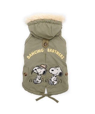 PET PARADISE スヌーピー 遠赤外線 暖ダン モッズコート 小型犬 カーキ