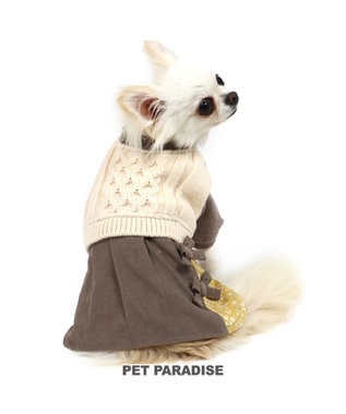犬 服 ニット ワンピース 〔小型犬〕 灰×白 | 犬服 犬の服 犬 服