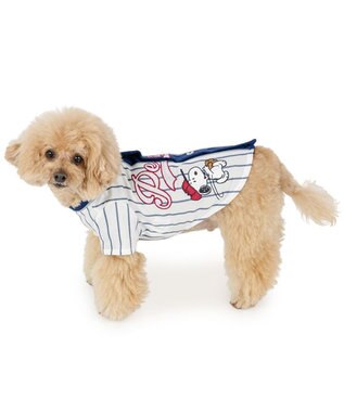 PET PARADISE スヌーピー ベースボールＴシャツ 小型犬 ホワイト×ネイビー