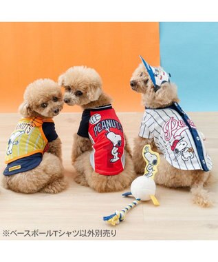 PET PARADISE スヌーピー ベースボールＴシャツ 小型犬 ホワイト×ネイビー