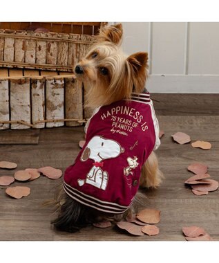 PET PARADISE スヌーピー 75周年 遠赤外線 スカジャン 小型犬 ボルドー