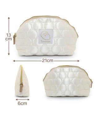 Mother garden しろたん キルティング ラウンド ポーチ 白～オフホワイト