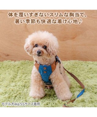 PET PARADISE ペットパラダイス スリム ハーネス＆リード 《デニム》 ４Ｓ/３Ｓ 小型犬 ネイビー