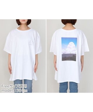 Mother garden しろたん ビッグ Ｔシャツ 半袖 バックプリント 《入道雲》 フリーサイズ 白~オフホワイト