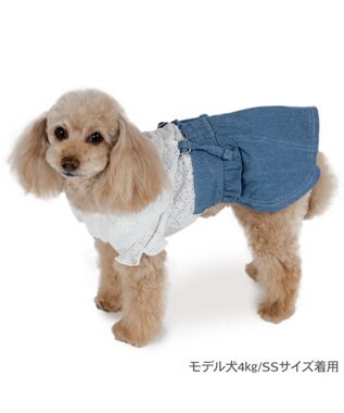 PET PARADISE ペットパラダイス レース襟 スカートつなぎ 小型犬  ホワイト×ネイビー