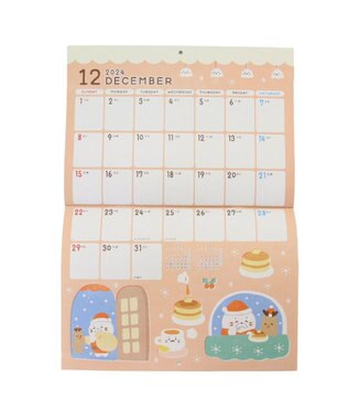 Mother garden しろたん 2024年 壁掛けカレンダー 《シロタン喫茶柄》 A4サイズ 壁掛けカレンダー