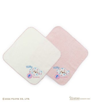 Mother garden しろたん ミルキー刺繍タオル 《白》 Peko×しろたん 白