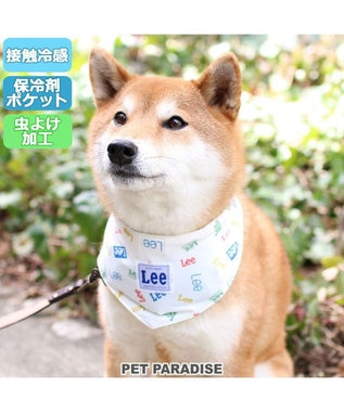 犬 クール バンダナ ひんやり 夏 保冷剤付き Ｌｅｅ ロゴ柄 ネッククーラー 〔中型犬〕 首元 ひんやり バンダナ ひんやり 涼感 冷却 吸水速乾  キャラクター, 白~オフホワイト, ＳＭ