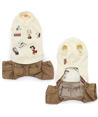 PET PARADISE スヌーピー パンツ つなぎ 《刺繍 ホワイト グレー》【小型犬】 白~オフホワイト