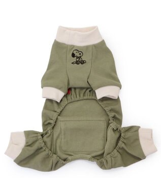 PET PARADISE スヌーピー プレミアムペティヒート ねむ ロンパース 小型犬 カーキ