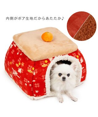 PET PARADISE ペットパラダイス こたつ ハウス 《千鳥柄》 Ｍ レッド