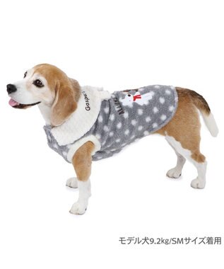 PET PARADISE リサとガスパール 水玉ボアベスト 中型犬 グレー