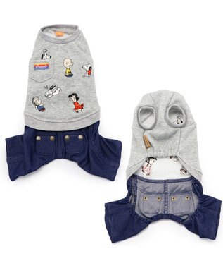 PET PARADISE スヌーピー パンツ つなぎ 《刺繍 ホワイト グレー》【小型犬】 グレー