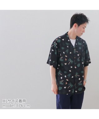 Mother garden しろたん アロハシャツ 半袖 《 駄菓子 / 黒 》 ユニセックス 男女兼用 黒