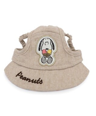 PET PARADISE スヌーピー リネン帽子  《アイス柄》 ４Ｓ～３Ｓ / ＳＳ～Ｓ 小型犬 ベージュ