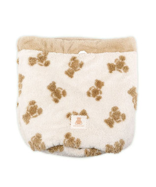 PET PARADISE ペットパラダイス くまちゃん織り 遠赤外線  筒型 寝袋   S ホワイト×ブラウン