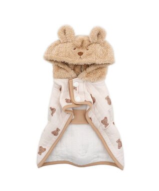 PET PARADISE ペットパラダイス くまちゃん ふわりとキルト ポンチョ 小型犬 ホワイト×ブラウン