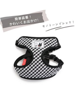 PET PARADISE リサとガスパール  リュック付きハーネス 《ギンガムチェック》 Ｓ 無彩色