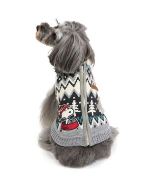 PET PARADISE スヌーピー 背中開き ニット雪遊び柄 《グレー》 小型犬
