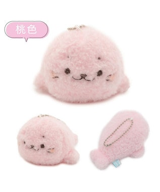 Mother garden しろたん ふわふわキーホルダー 《桃》 単品 ピンク