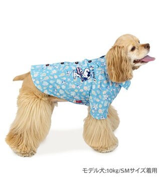 PET PARADISE スヌーピー 接触冷感 背中開き リゾートシャツ 中型犬 スカイブルー