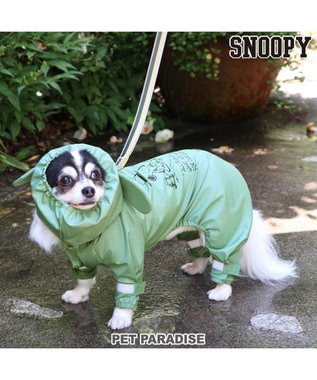 PET PARADISE スヌーピー フルカバーレインコート  スヌード付き 《ビーグルスカウト柄》 小型犬 フルカバータイプ