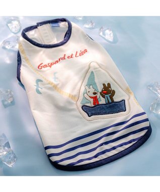 PET PARADISE リサとガスパール ポケットクール タンクトップ 《マリン柄》 小型犬 ホワイト×ネイビー