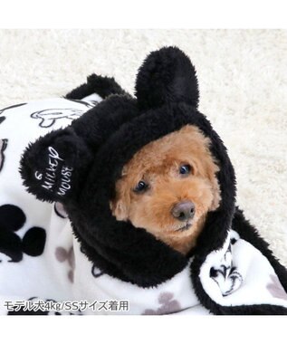 PET PARADISE ディズニー ミッキーマウス 白黒 着る毛布 小型犬 ホワイト×ブラック
