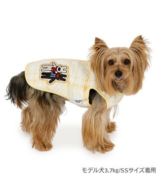 PET PARADISE リサとガスパール チェック キルトベスト 小型犬 ホワイト×イエロー