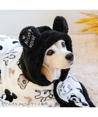 PET PARADISE ディズニー ミッキーマウス 白黒 着る毛布 中型犬 ホワイト×ブラック