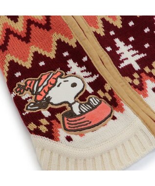 PET PARADISE スヌーピー 背中開き ニット雪遊び柄 《レッド》 中型犬 大型犬 レッド