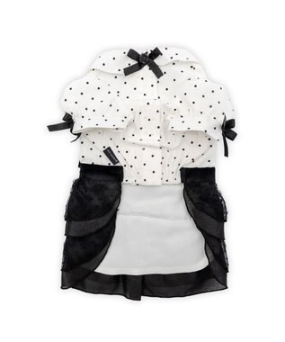 PET PARADISE cherircouture ドットシャツ ワンピース 小型犬 ホワイト×ブラック