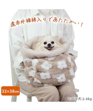 PET PARADISE ペットパラダイス 遠赤外線 ボア 犬たんぽ 《お花柄》S ベージュ