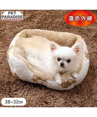 PET PARADISE ペットパラダイス くまちゃん織り 遠赤外線  四角 カドラー  Ｓ