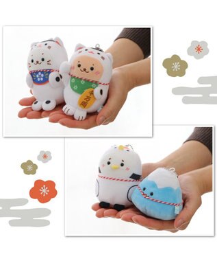 Mother garden しろたん 縁起物キーホルダー 《招き猫らっこいぬ》 単品 招き猫らっこいぬ
