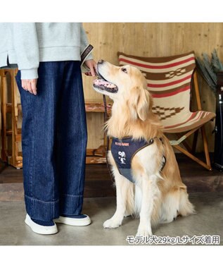 PET PARADISE スヌーピー ハーネス＆リード 《ワッペン柄》 ＳＭ 中型犬 ネイビー