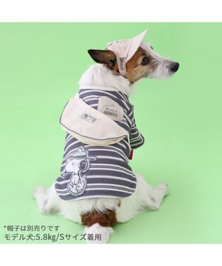 PET PARADISE スヌーピー お揃いTシャツ マルチボーダー 《グレー》 小型犬 グレー