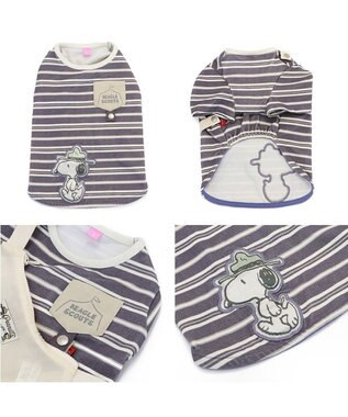 PET PARADISE スヌーピー お揃いTシャツ マルチボーダー 《グレー》 小型犬 グレー