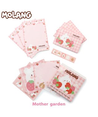 Mother garden マザーガーデン MOLANG モラン スクエアメモ & ミニレターセット いちご柄 -