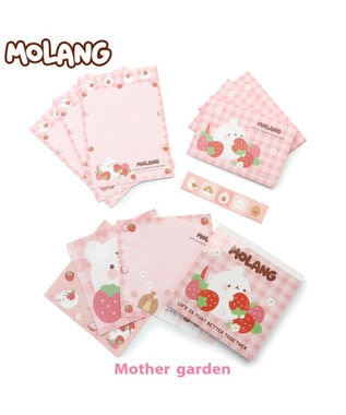 Mother garden マザーガーデン MOLANG モラン スクエアメモ & ミニレターセット いちご柄 -