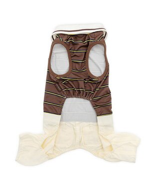 PET PARADISE ペットパラダイス ボーダー エコメイド パンツつなぎ 小型犬 ホワイト×ブラウン