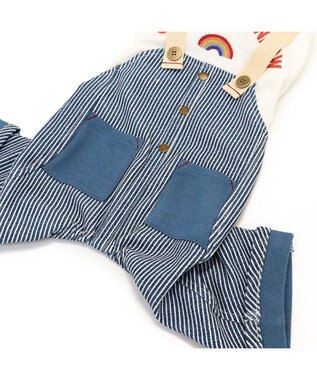 PET PARADISE ペットパラダイス パンツつなぎ 《ヒッコリー風》 小型犬 ヒッコリー風