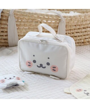 Mother garden しろたん 顔ぼん柄 ポーチ おむつポーチ トラベルポーチ グレー