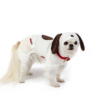 PET PARADISE スヌーピー なりきり ベロア ロンパース 【中型犬】 白~オフホワイト
